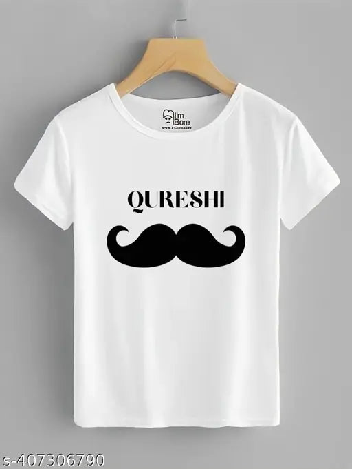 Quereshi Ji cotton blend t-shirt with printed Qureshi Sahab design, Indian traditional wear for men