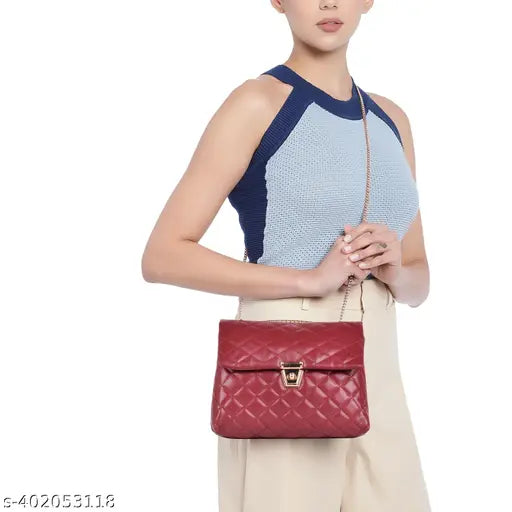Faux leather women's shoulder crossbody sling bag, unique design by GRAADA, durable synthetic leather accessory, free size (10x3x6 in)