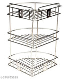 Stainless steel kitchen rack stand/shelf (silver), efficient multipurpose storage solution for corner use