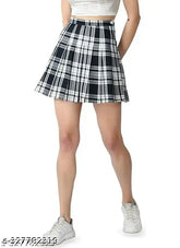 Cotton fancy check skirt for women and girls, trendy tencise style with various sizes available - India origin