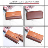 Faux leather casual clutch, colorblock design, multiple card slots & cash compartments - Indian-made free size TnW women's clutch bag