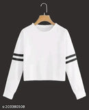 Trendy women's polycotton long-sleeve t-shirt or crop top, ideal for women and girls (size L: bust size 38", country of origin: India)