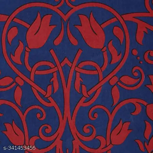 Mosaic navy and red printed cotton flat sheets, ethnic motifs, summer-ready adult bedding (2 pillow covers), double queen size (90x108in), 100% pure cotton, made in India