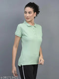 Orange cotton-blend polo t-shirts pack of 5 for women's athletic wear, M/L/XXL sizes with short sleeves & branded logo