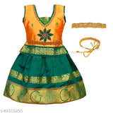 Brand New, embellished Art Silk Senbaga Pavadai Lehenga Choli with waist belt, available in various sizes and colors, originating from India