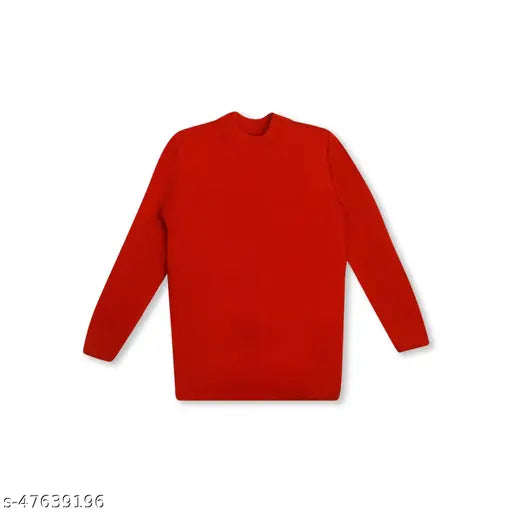 Acrylic high neck skivi sweater for boys in solid daffodil yellow, cozy and comfortable for 0-1 years, perfect with denim and jacket