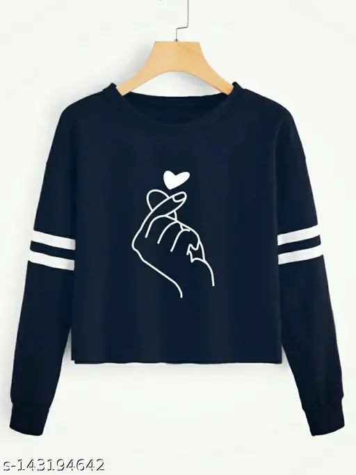 Women's cotton long-sleeve printed round neck full t-shirt, S-XL, Jolliy western wear India