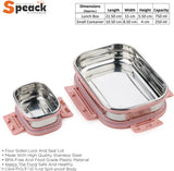 Stainless steel pink lunchbox for school, collage, office - airtight & leak-proof, microoven safe