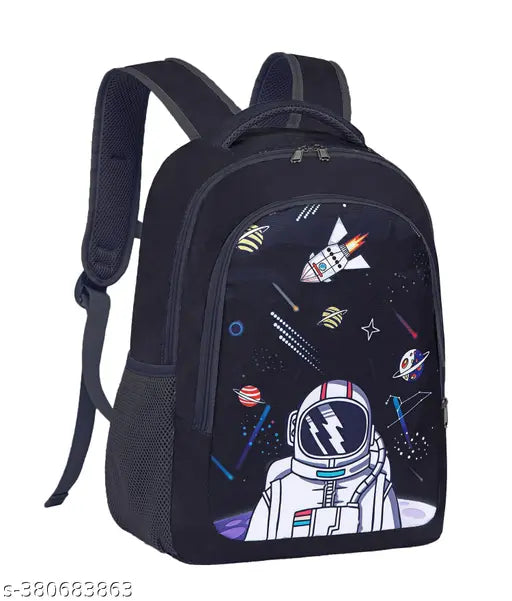 BKBlueAstronaut24A - Waterproof polyester 26L blue school backpack with pencil pouch, versatile and practical for school going boys and girls picnic bag