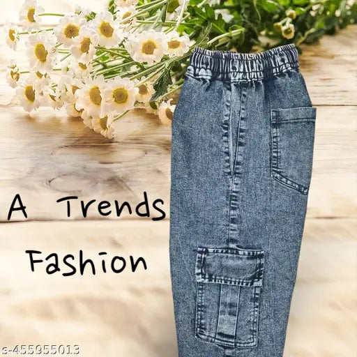 Black denim jogger cargo pants, fashionable and high quality, size 28/30/32/34, dyed/washed, made in India