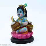 Hand-painted Big Maakhan Chor Baby Krishna statue, polystyrene resin with waterproof finish, Indian artisan crafted