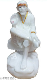 White marble dust Sai Baba Murti Idol statue for pooja (35 inch), ceremonial god figurine by S A Gifts for home or office decoration