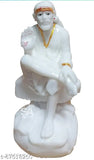 White marble dust Sai Baba Idol statue (35 inches), decorative religious sculpture for pooja, ideal gifting option during festivals and special occasions