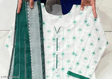 Cotton kurti pant sets with printed net design, three-quarter sleeves, available in sizes S to XXXL. Made in India