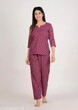 Rayon printed pyjama set, CH Boutique, three-quarter sleeves, India