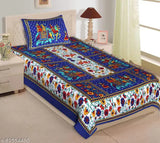 Single cotton Jaipuri-print bedsheets & pillow covers, 180 thread count for summer, ideal for adult use (India origin)