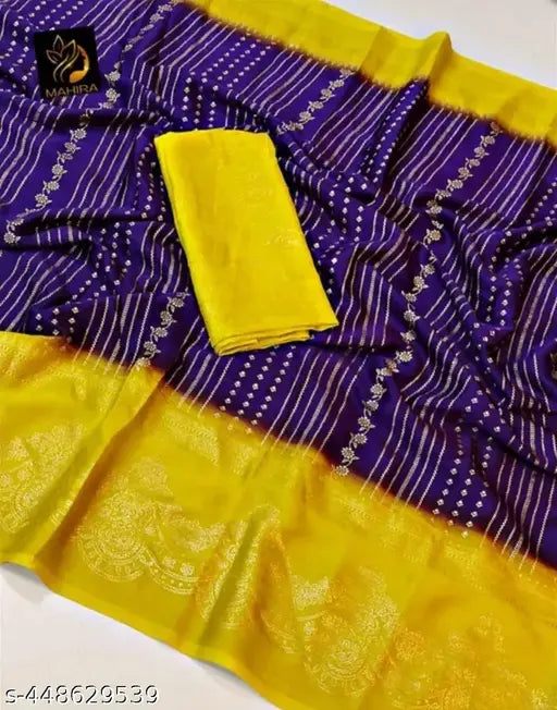 Georgette foil saree with zari woven blouse, free size, 5.5m length