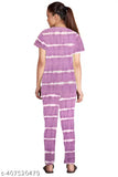 Women's tie dye printed night suit set (pack of 2), polycotton fabric, short sleeve t-shirt and pyjama style co-ords for stylish sleepwear