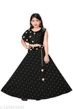 Fashionable black sleeveless jacquard butti lehenga choli for girls, Indian-made traditional outfit for 3-16 years old