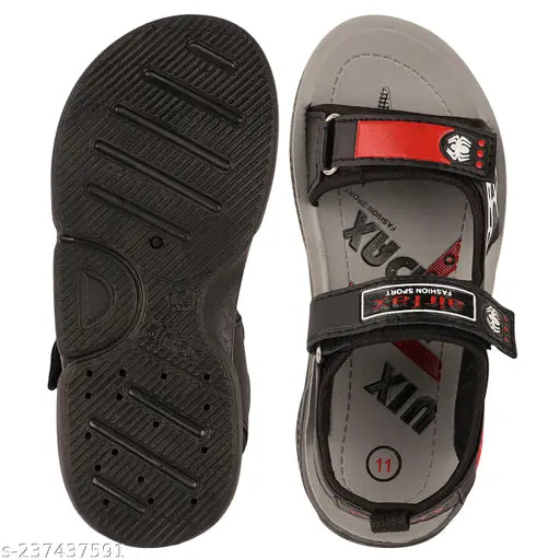 Phantom Air BlackPU/TPR Valcro Sandals for Kids - Textured net unisex floaters, ideal for outdoor activities