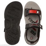 Phantom Air BlackPU/TPR Valcro Sandals for Kids - Textured net unisex floaters, ideal for outdoor activities