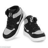 Lightweight leather high top sneakers for boys, colorblocked design and breathable PVC sole for comfortable casual wear
