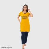 Printed polycotton women's nightsuit set, short sleeve t-shirt and pyjama pants with pocket, summer night wear by Dartline