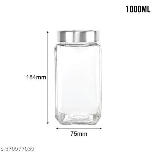 Glass airtight mixer jars, pack of 4 for essential storage, India-made kitchen containers