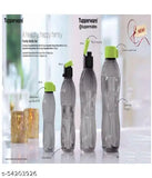 Tupperware family plastic bottler set, ergonomic design, ideal for storing water (4-pieces) - pack of 1, made in India