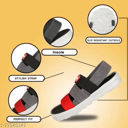 Textile slip-on striped net sandals for men and boys, EVA sole, trendy design, long-lasting performance, casual or sneaker compatible, sizes 4.5-10 years, made in India