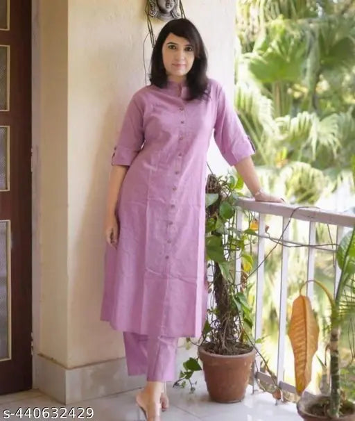 Cotton Khata Coord set Kurta Plazzo PINK, Indian ethnic wear for women, short-sleeved cotton blend top and palazzos