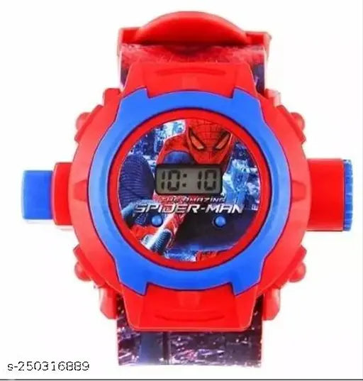 Multicolor dial, multicolored strap unisex Spidermen child watch - fun digital timepiece for kids
