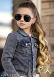 Denim girl winter jacket, solid pattern, good quality for kids aged 2-3 years, India origin