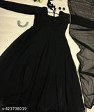 Indian Georgette Maxi Dress with Lehenga, Floral Print, Long Sleeves - Party or Wedding wear