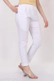 White cotton-lycra embroidered net Chikankari pants, one pocket and adjustable drawstring, India origin