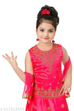 Pink cotton partywear top & bottom set for kids, embroidered ethnic Lehanga with net dupatta. Soft fabric, comfortable fit, available in sizes 6-12 months to 10 years. Indian design, perfect for parties or celebrations