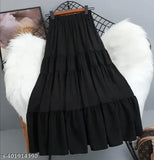 Rayon solid skirt, trendy women's skirt from India (size 24, 13in waist, 36in length)