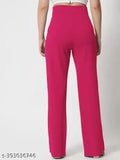 Cotton blend high-waisted bell bottom pants set for women, solid color, retro-inspired style, two pieces available in multiple sizes
