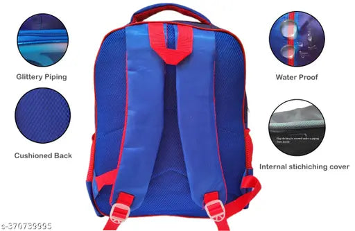 Waterproof polyester net school bag for First-Fourth class kids, features 3D cartoon design and padded shoulder slings