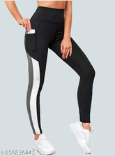 Stretchable striped lycra jeggings, ankle length workout trousers for women & girls (sizes 28-40 inches), by Earth joy™