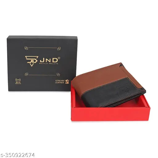 Dual-color faux leather wallet, well-crafted for men's card needs. Three credit card slots, coin pocket, two currency compartments, and secret slots - perfect gift or everyday carry. Made in India