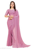 Pink Georgette saree with embroidered blouse, elegant for special occasions