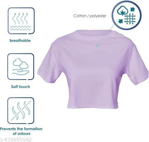 Printed croptop cotton blend t-shirt for casual wear by SKELLYWOMEN, 180 GSM, short sleeves