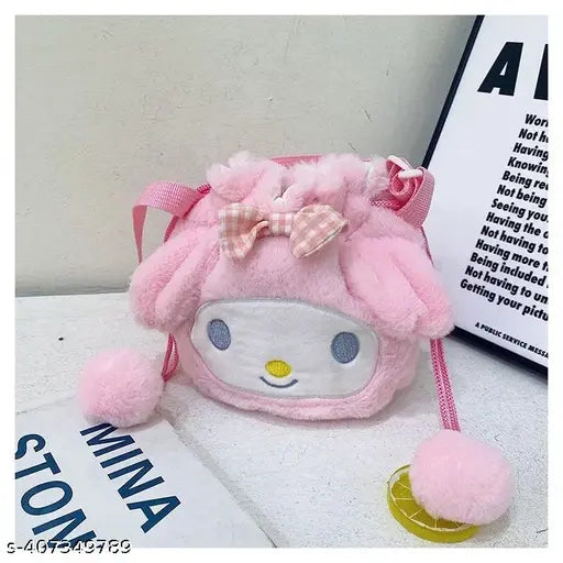 Cute Kawaii Korean Style Fur Crossbody Sling Bag with Sanrio face bag, fluffy and practical for everyday adventures