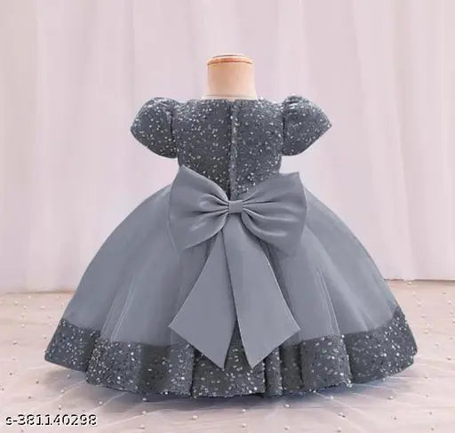 Grey embellished net frock, 2-3 years baby girl's clothing from India