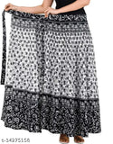 Multi-colored cotton printed net western skirts for women (2-piece set: wrap around & A-line), 36-42 sizes, Indian origin