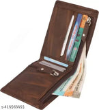 Brown faux leather mini Zubex wallet (5 card slots), sleek design with two compartments for everyday use