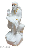 White marble Sai Baba Murti Idol statue (35 inches), traditional Indian home decor for pooja or gifting occasions