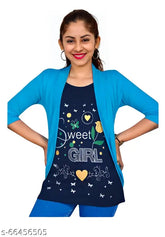 Printed cotton kids jacket, long sleeves, net pattern, stylish for 4-5 years (bust size: 13 in, length size: 18 in) - India