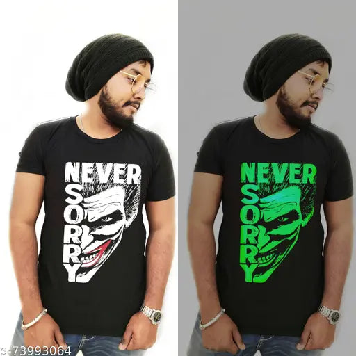 Glow-in-the-dark cotton joker T-Shirt (India), short sleeves, radiium print, M/L/XL sizes available